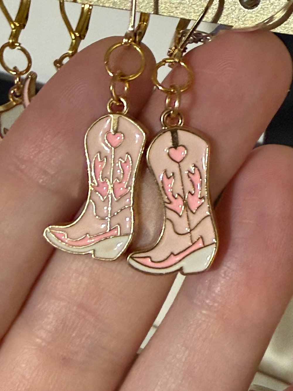 Pink Cowboy Boot Enamel earrings